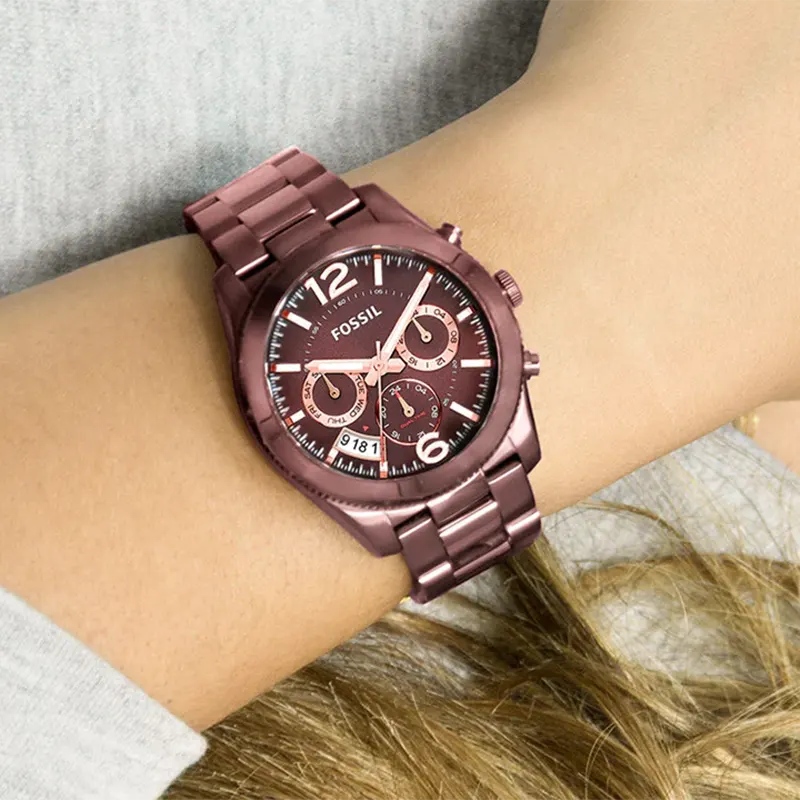 Fossil Perfect Boyfriend Multi-Function Wine Ladies Watch- ES4110